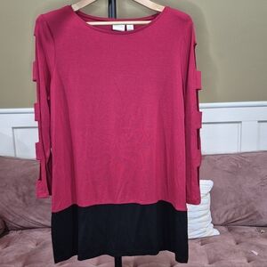 Elegant Red and Black Cutout Sleeve Blouse